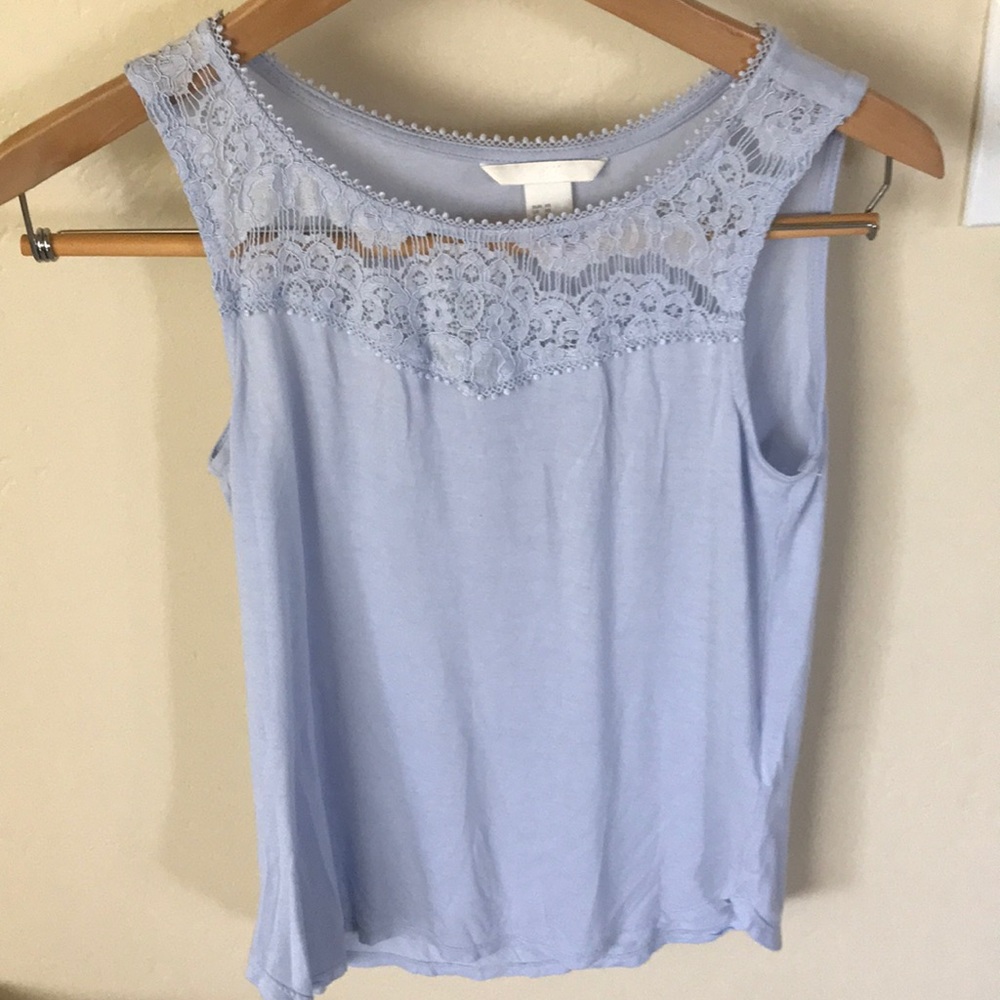 H&M Lace Blue Tank Top